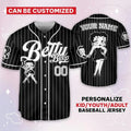 Custom Name Cartoon Betty Boop Blck Simple Baseball Jersey