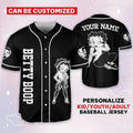 Custom Name Cartoon Betty Boop Cool Black Baseball Jersey
