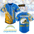 Custom Los Angeles Chargers Bolt Up Blue Baseball Jersey Fast Shipping Worldwide