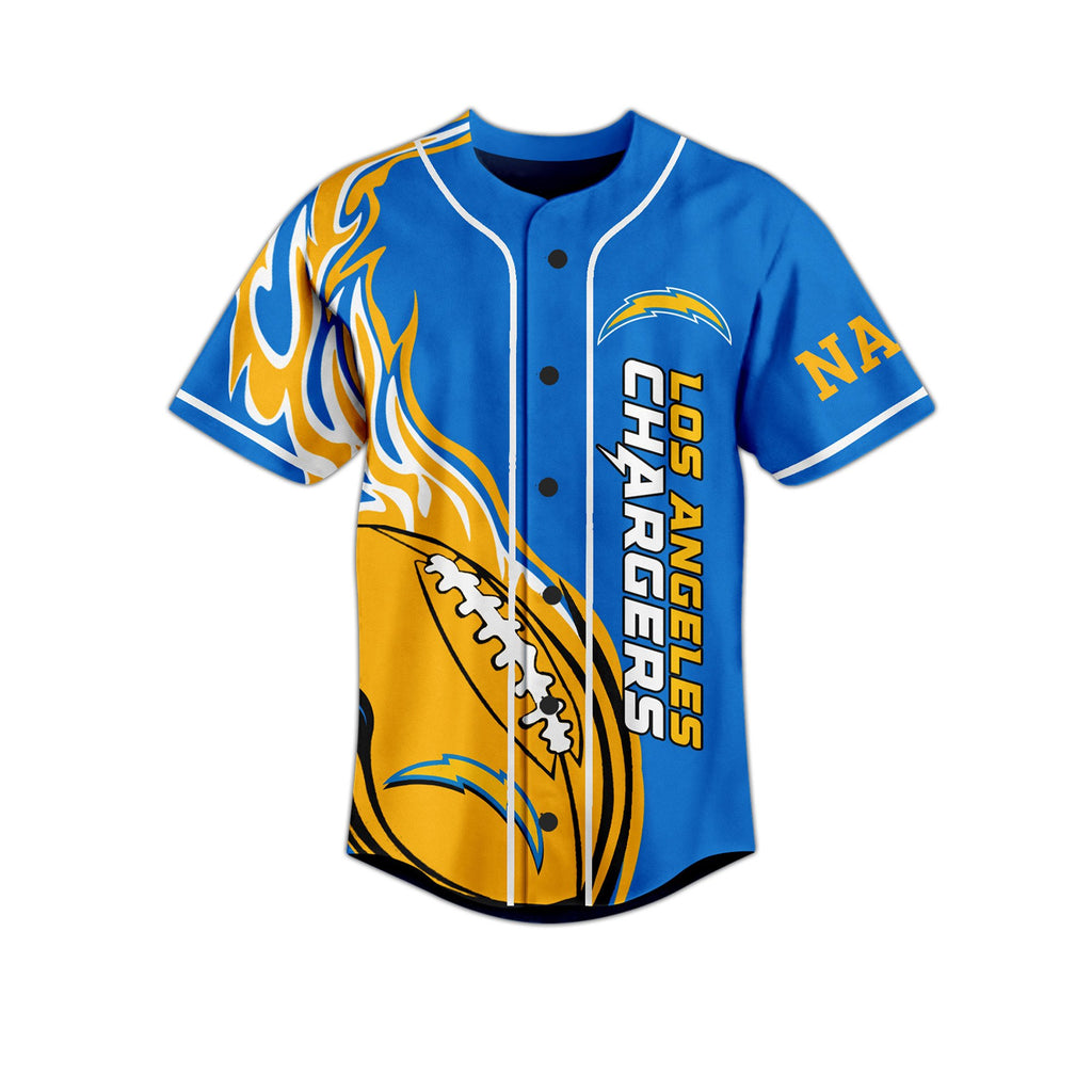 Custom Los Angeles Chargers Bolt Up Blue Baseball Jersey Fast Shipping Worldwide