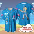Custom Name And Number Alice In Wonderland Baseball Jersey