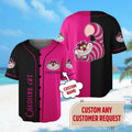 Custom Name Cheshire Cat Alice The Wonderland Black Pink Baseball Jersey