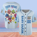 Custom Name And Number Cute Baby Shark Blue Baseball Jersey