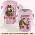 Custom Name And Number Cute Masha And The Bear Baseball Jersey
