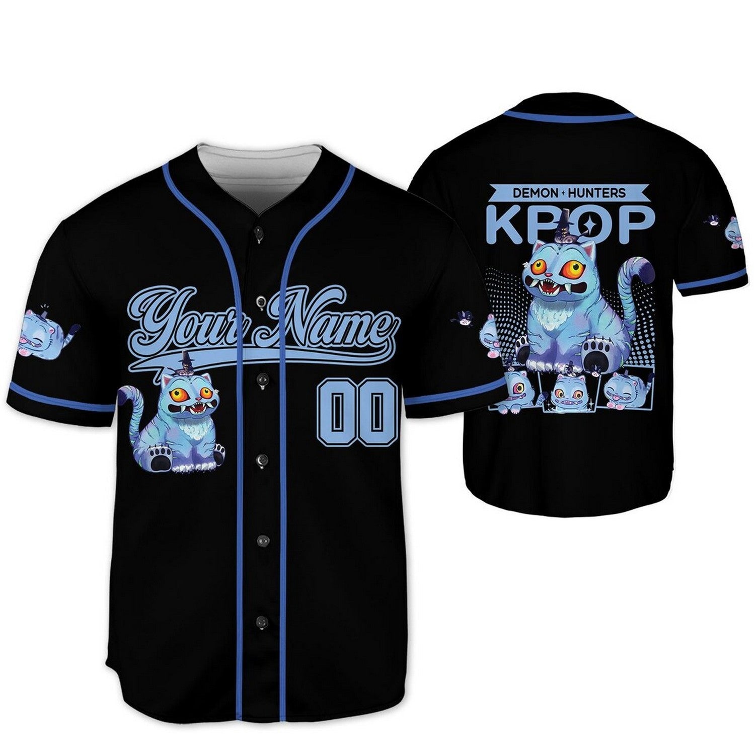 Custom Name And Number Demon Hunter Tiger Black Baseball Jersey