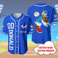 Custom Name And Number Donald Duck Blue Baseball Jersey