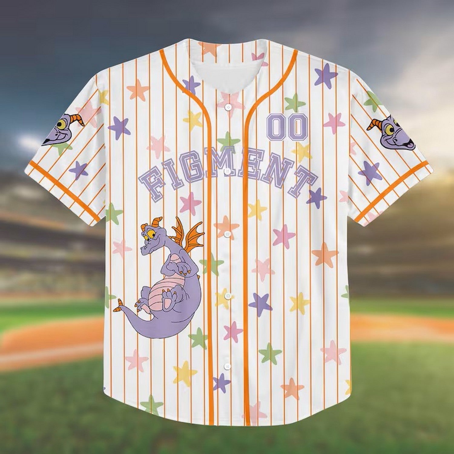 Custom Name And Number Figment And Little Star Pattern Striped White Baseball Jersey