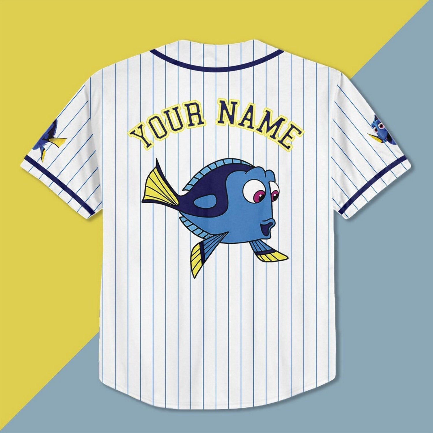 Custom Name And Number Finding Dory Strpied White Baseball Jersey