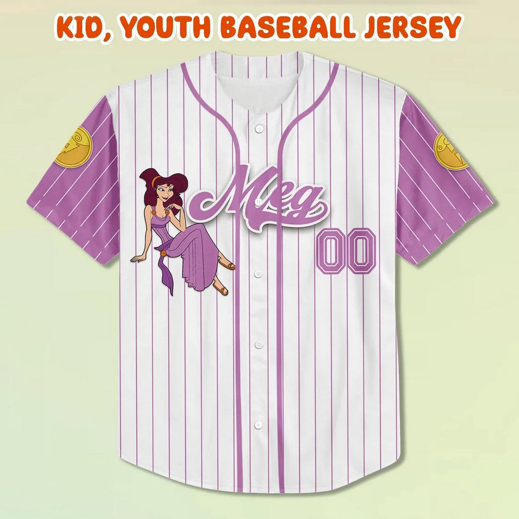Custom Name And Number Hercules Meg Striped Purple White Baseball Jersey