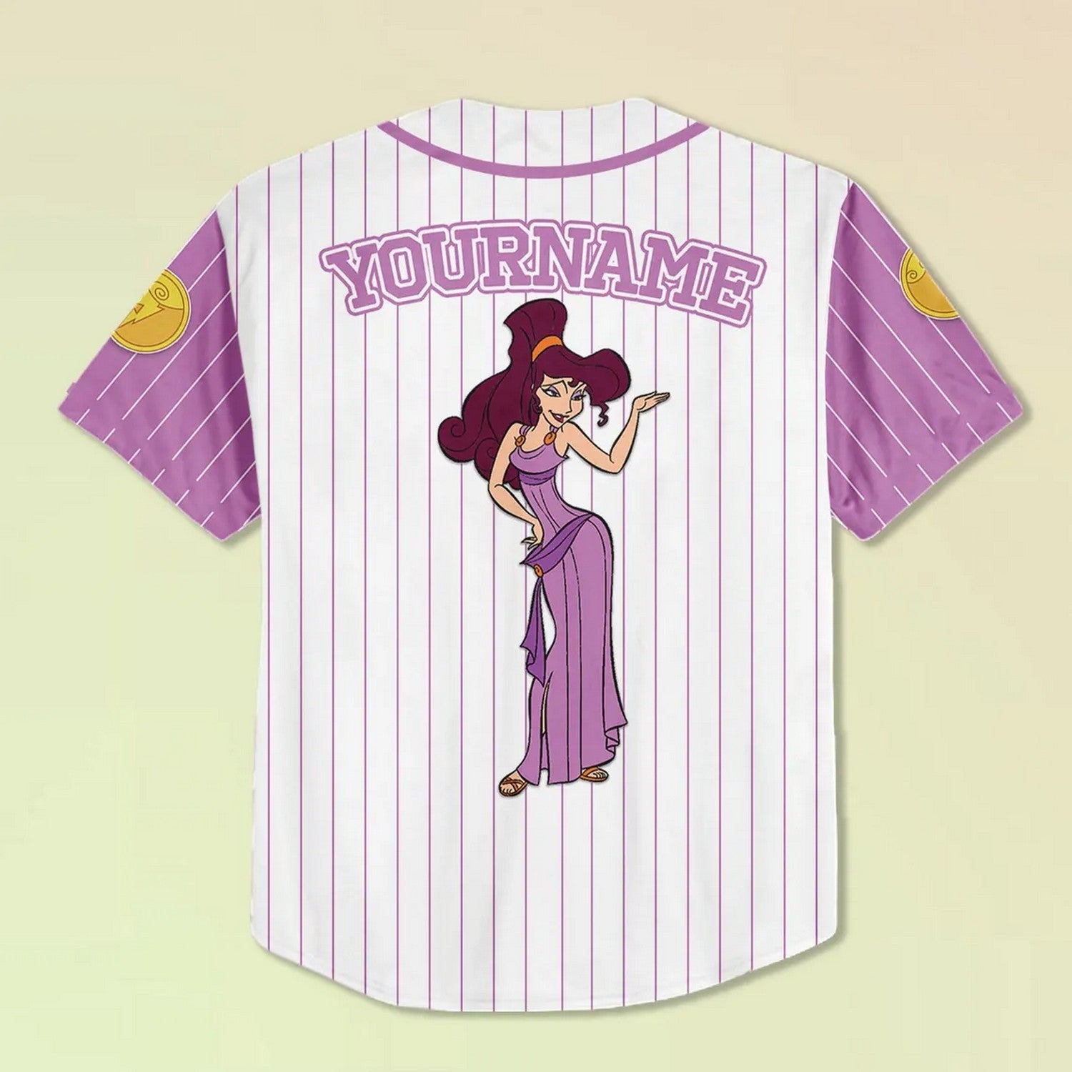 Custom Name And Number Hercules Meg Striped Purple White Baseball Jersey