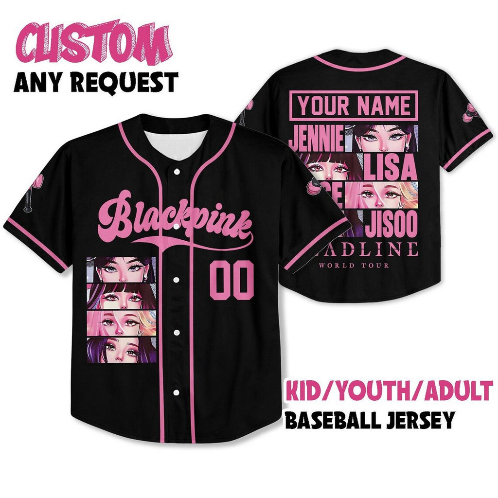 Custom Name And Number Kpop Blackpink Black Baseball Jerrsey