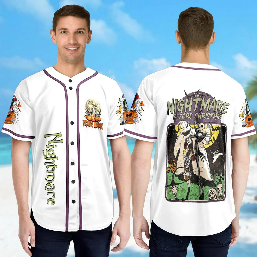 Custom Name And Number Nightmare Before Christmas White Baseball Jersey