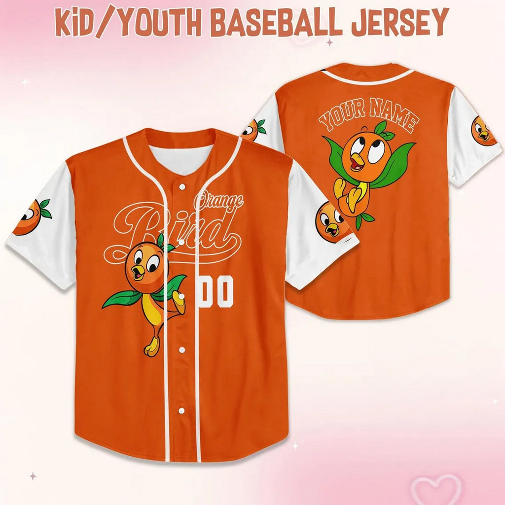Custom Name And Number Orange Bird Striped Simple Orange Baseball Jersey