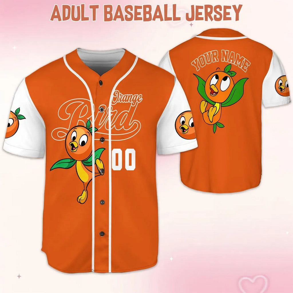 Custom Name And Number Orange Bird Striped Simple Orange Baseball Jersey