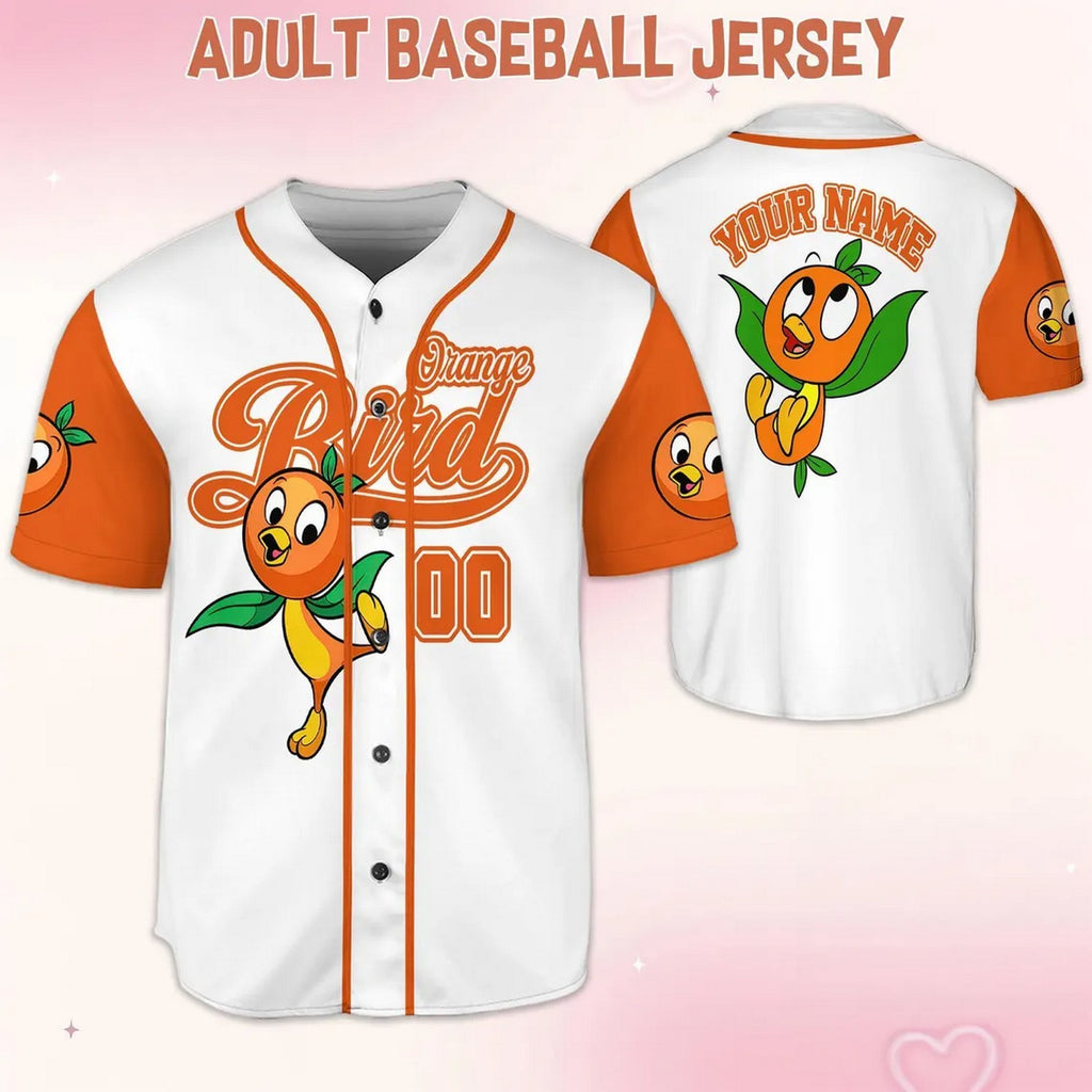 Custom Name And Number Orange Bird Striped Simple Orange White Baseball Jersey