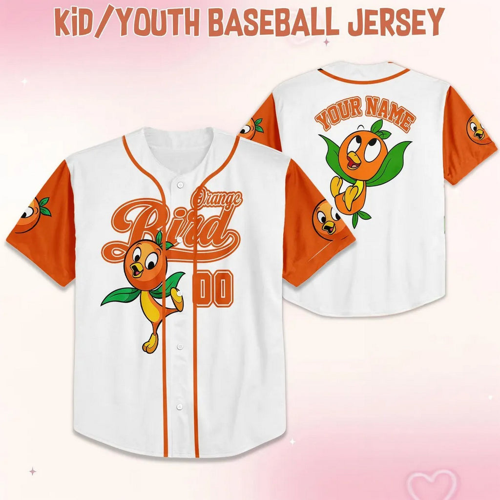 Custom Name And Number Orange Bird Striped Simple Orange White Baseball Jersey