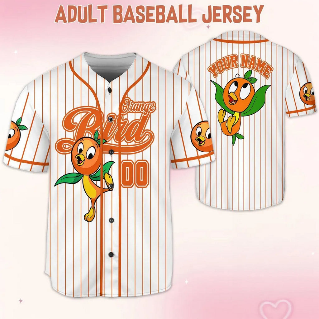 Custom Name And Number Orange Bird Striped White Baseball Jersey