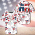 Custom Name And Number Patriotic Flamingo 4th Of July Shirt America Flag Fireworks Baseball Jersey