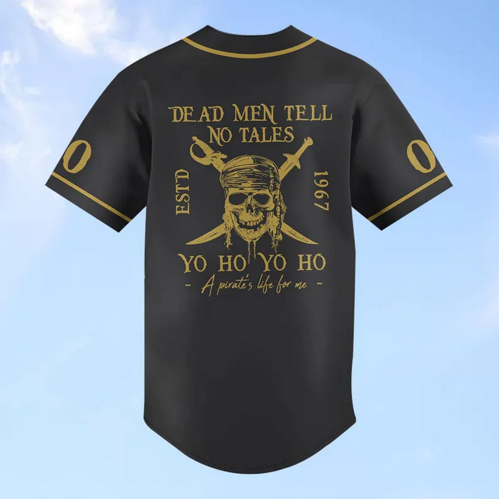 Custom Name And Number Pirates Of The Caribbean Dead Men Tell No Tales Black Baseball Jersey