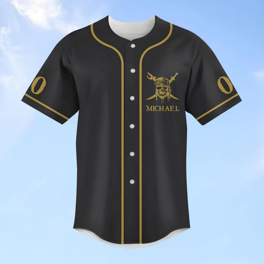 Custom Name And Number Pirates Of The Caribbean Dead Men Tell No Tales Black Baseball Jersey
