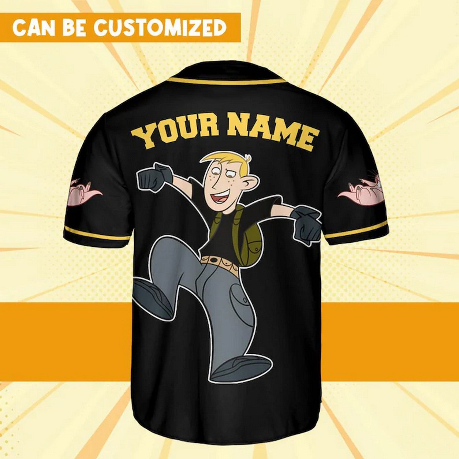 Custom Name And Number Ron Kim Possible Black Baseball Jersey