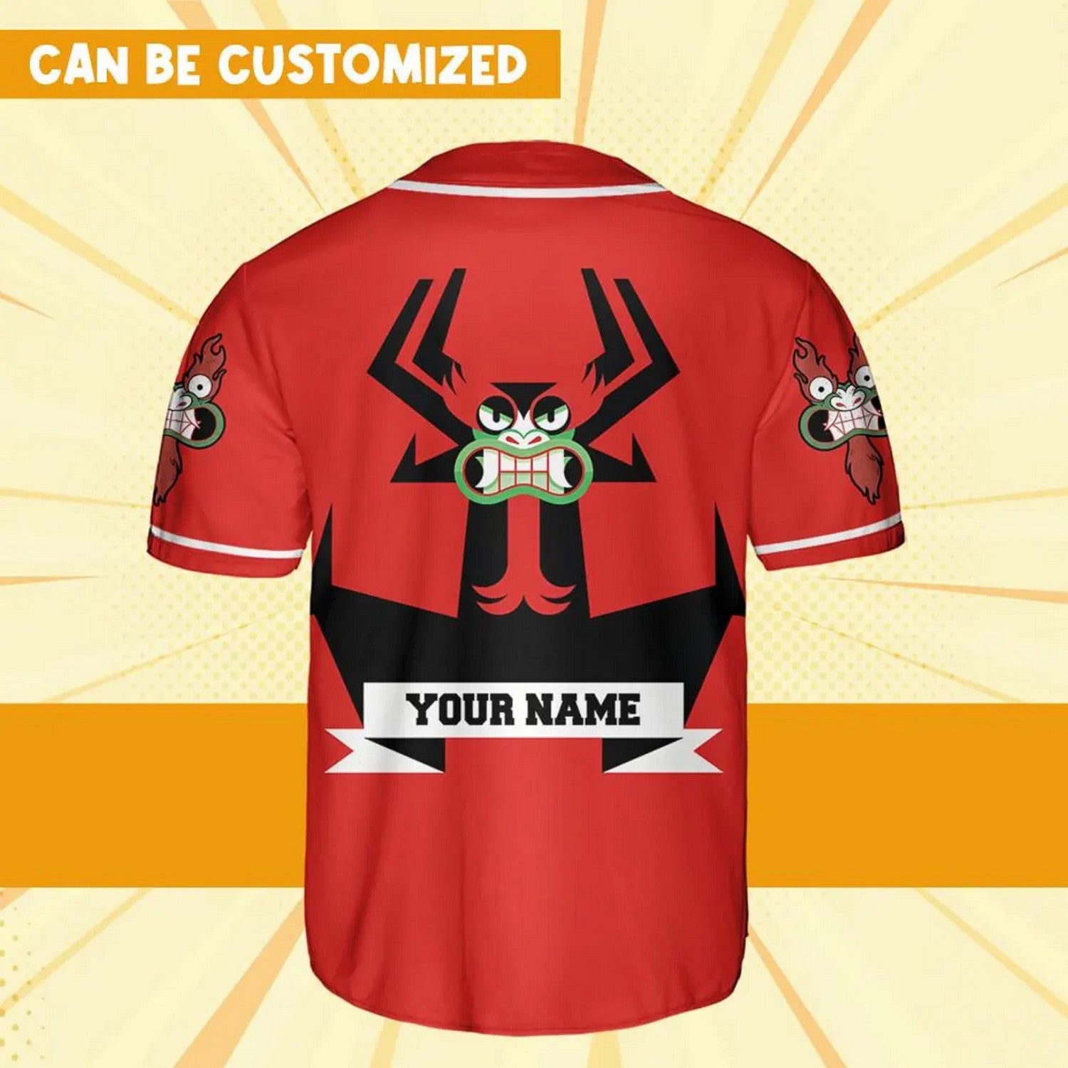 Custom Name And Number Samurai Jack Aku Red Baseball Jersey