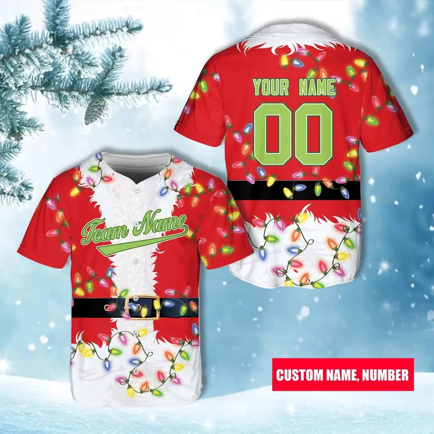 Custom Name And Number Santa Christmas Baseball Jersey