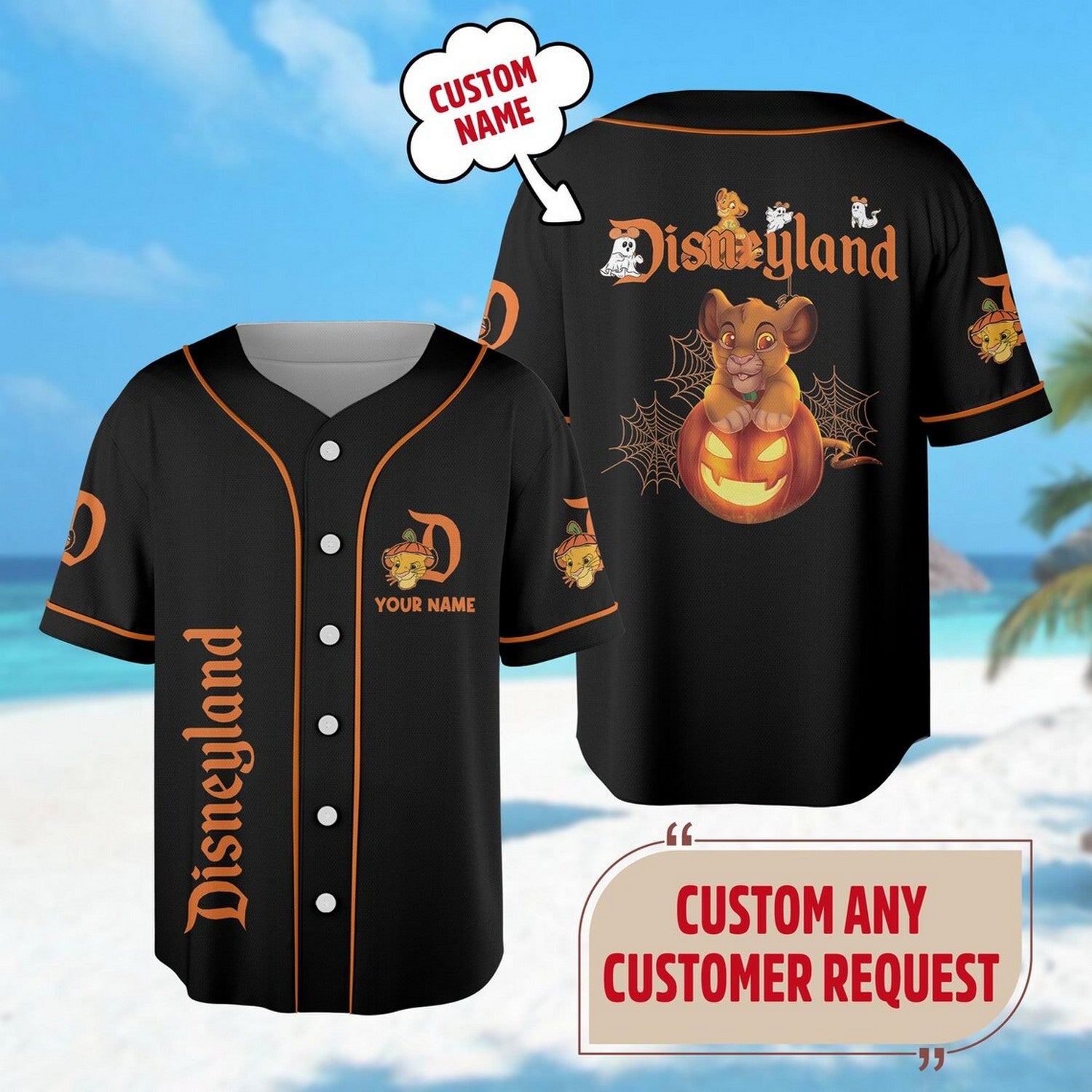 Custom Name And Number Simba Halloween Black Baseball Jersey