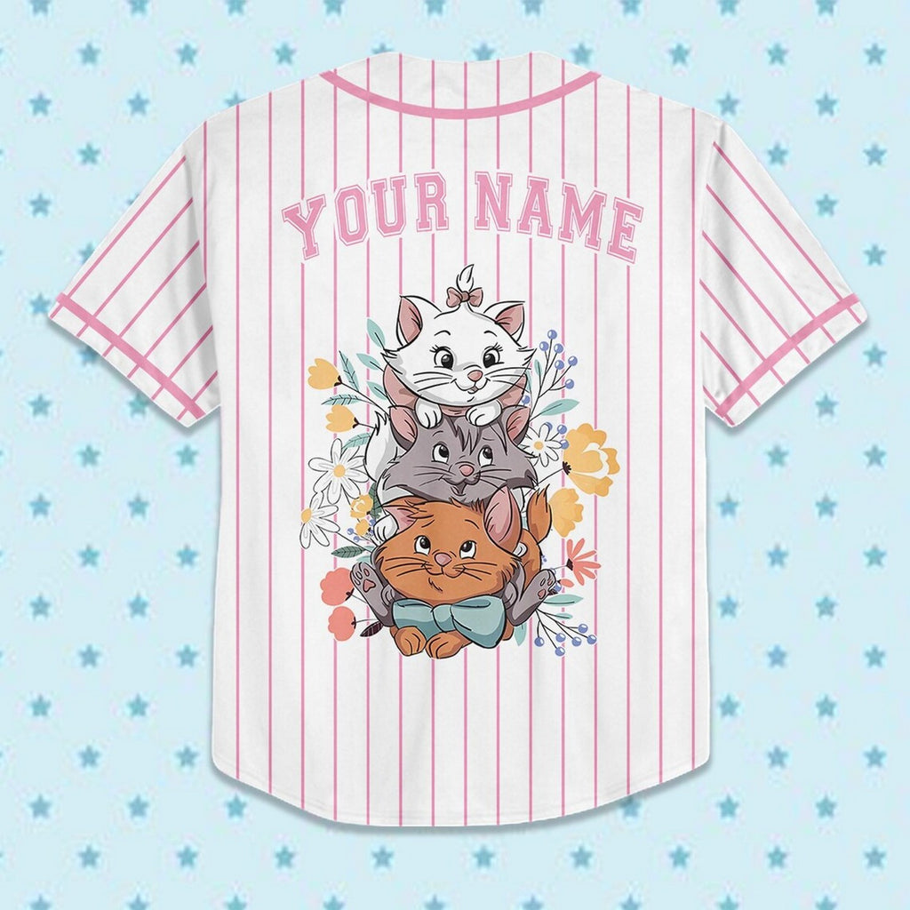 Custom Name And Number The Aristocats Stripes White Baseball Jersey
