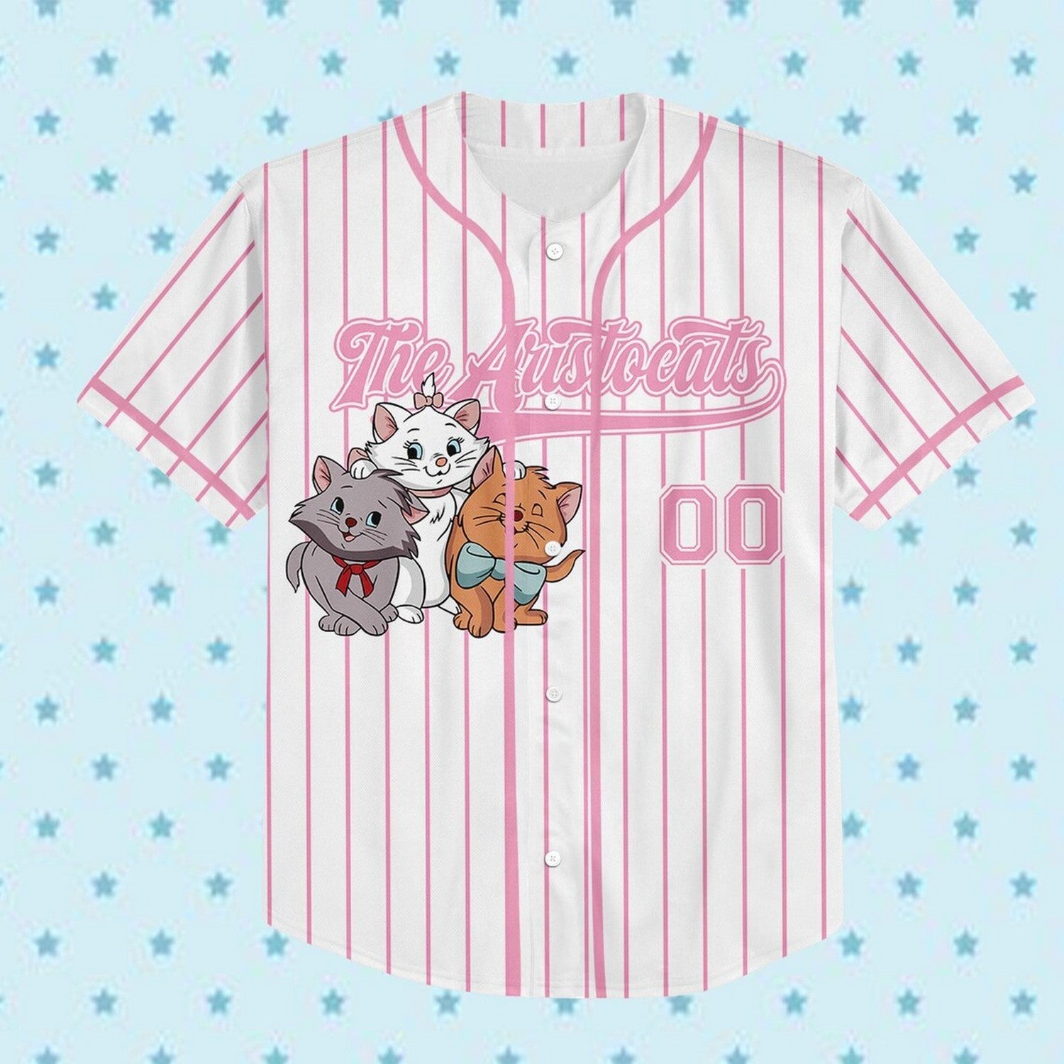 Custom Name And Number The Aristocats Stripes White Baseball Jersey