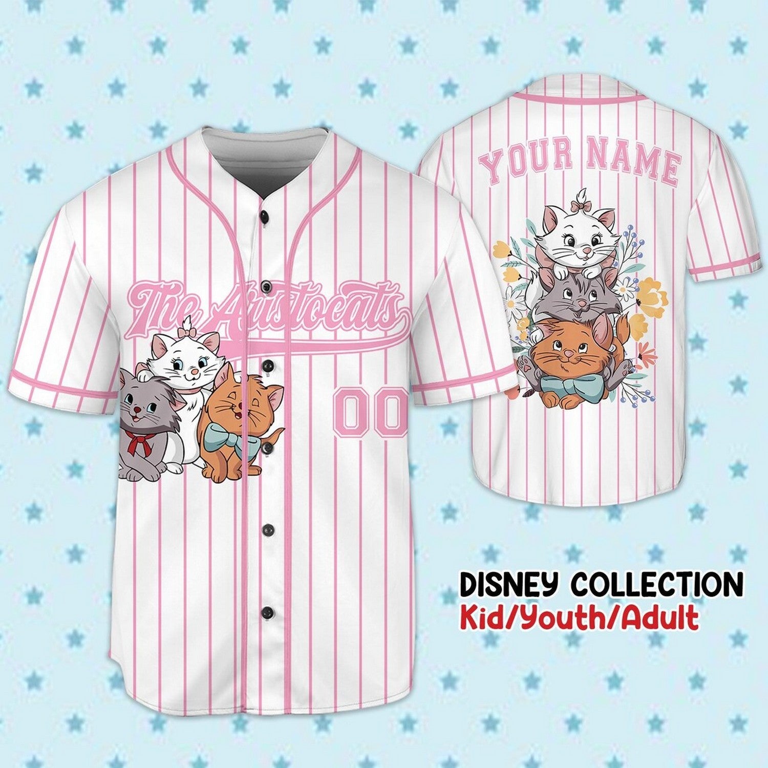 Custom Name And Number The Aristocats Stripes White Baseball Jersey