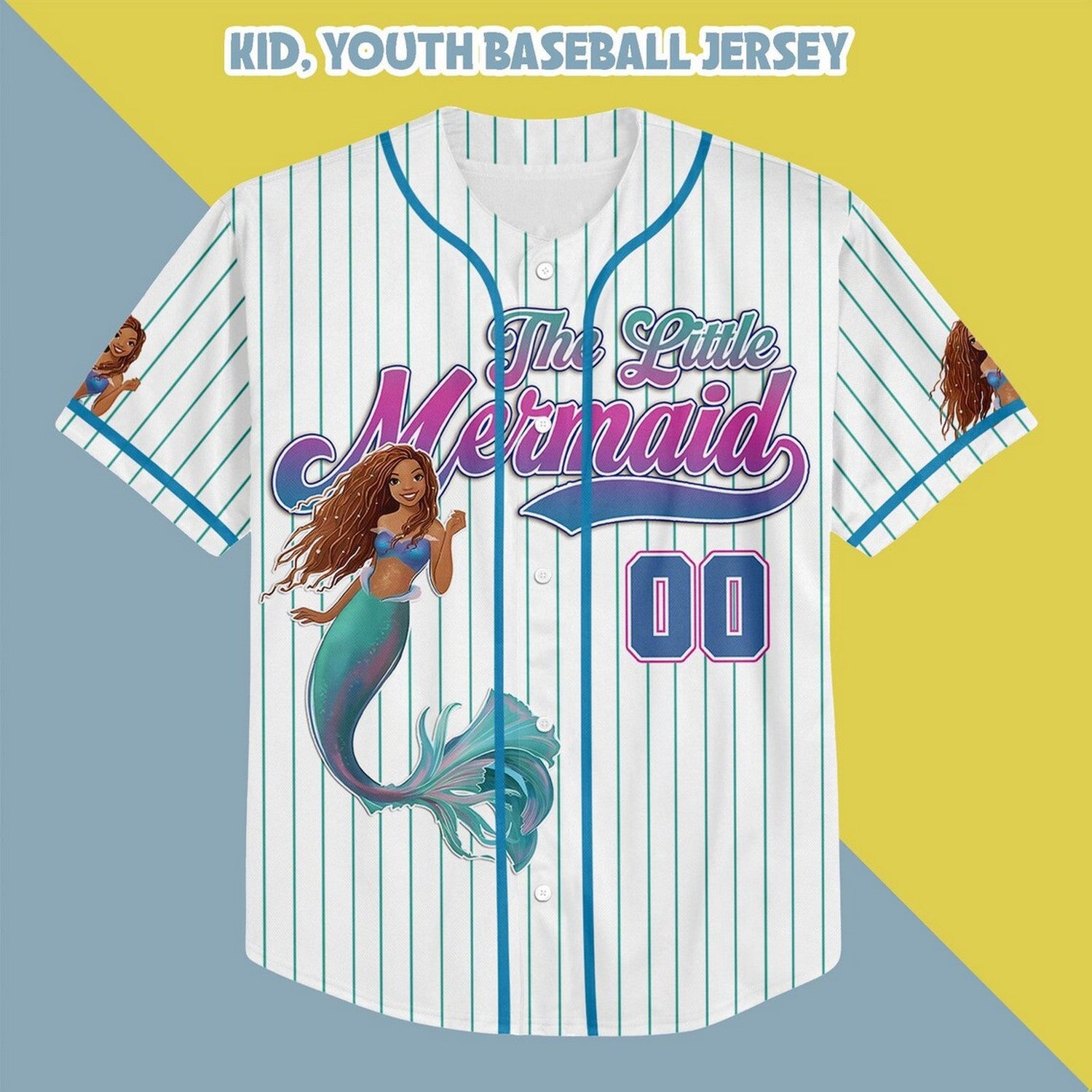 Custom Name And Number The Little Mermaid Baseball Jersey
