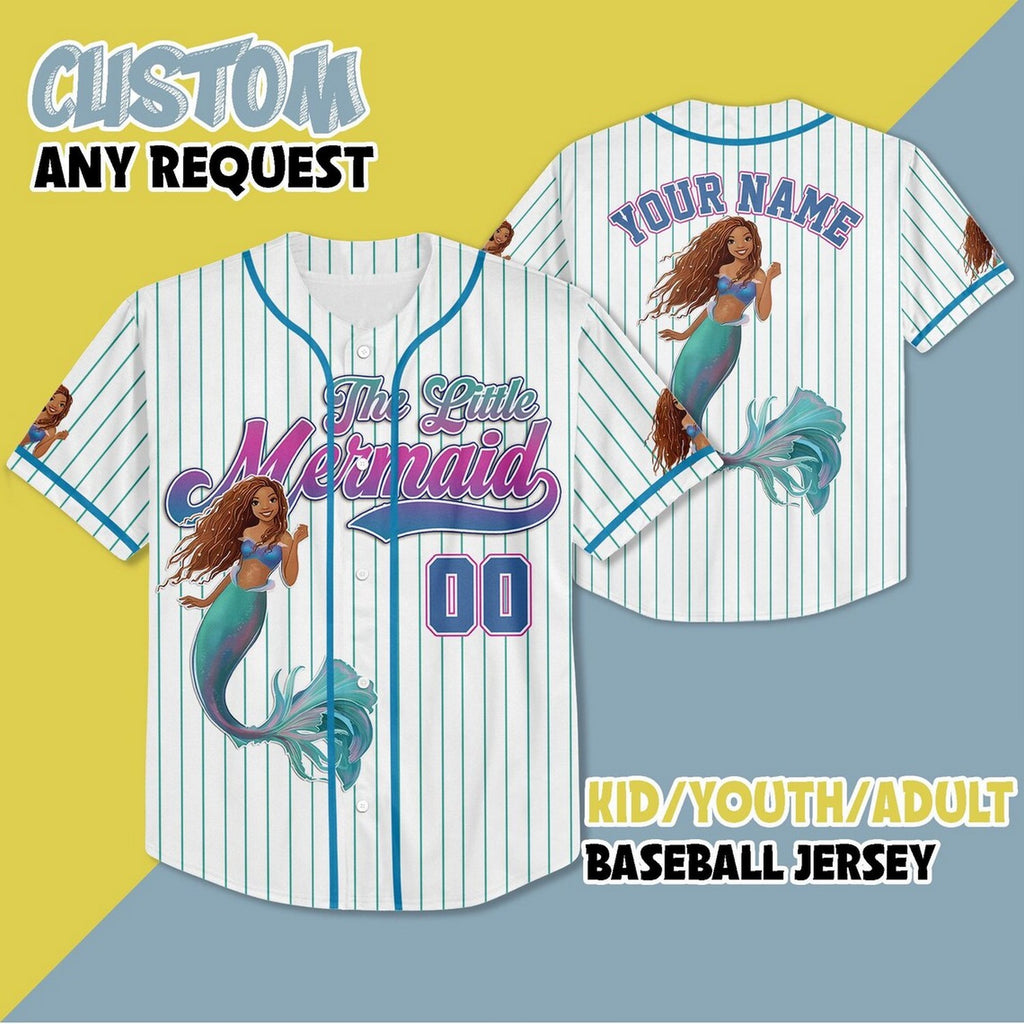 Custom Name And Number The Little Mermaid Baseball Jersey