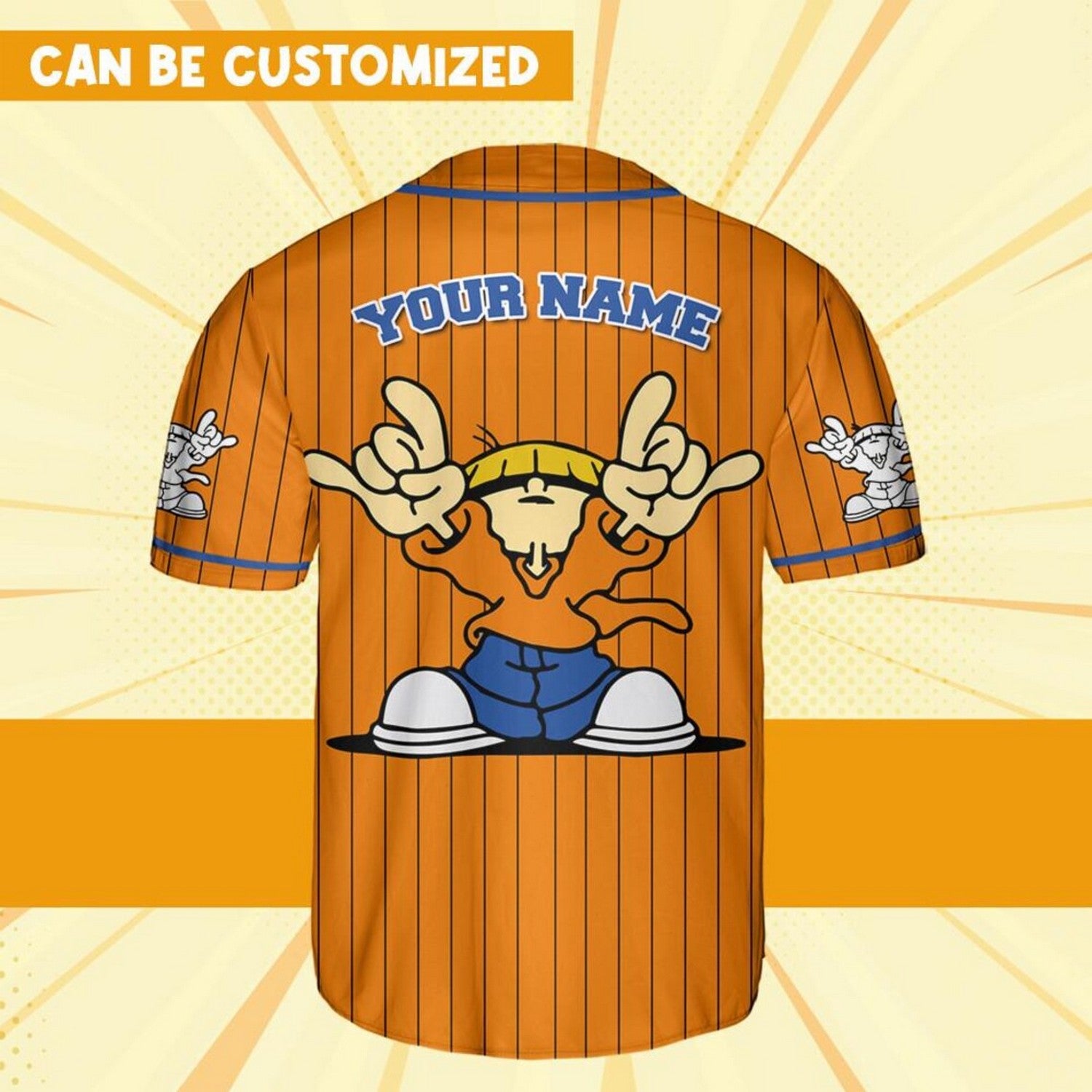 Custom Name And Number Wallabee Beatles Striped Orange Baseball Jersey