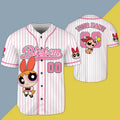 Custom Name Blossom Funny Powerpuff Girls 90s Pink White Baseball Jersey