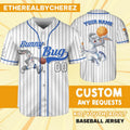Custom Name Bunny Bug Baseball Jersey Blue White