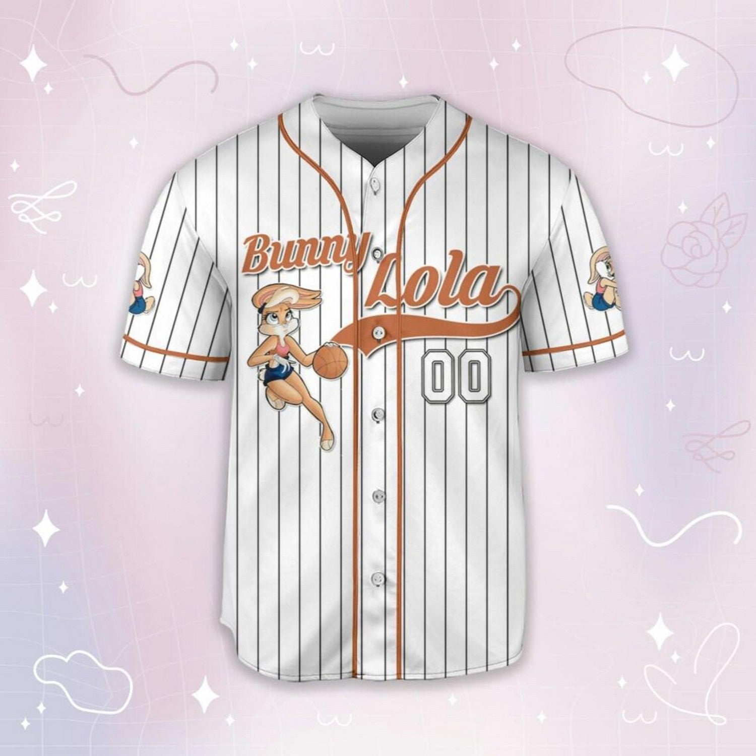 Custom Name Bunny Lola Jersey Orange White Baseball Jersey