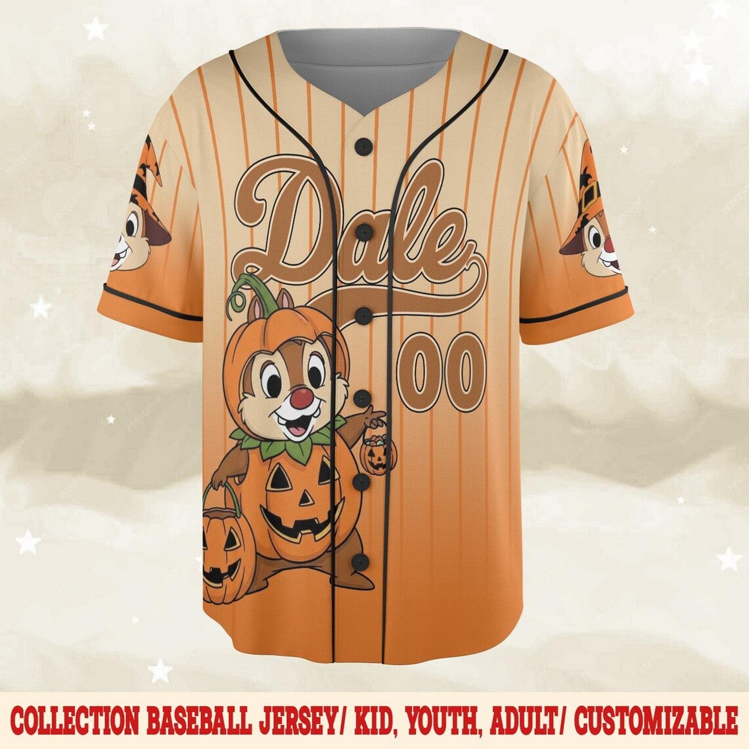 Custom Name Chip And Dale Halloween Baseball Jersey