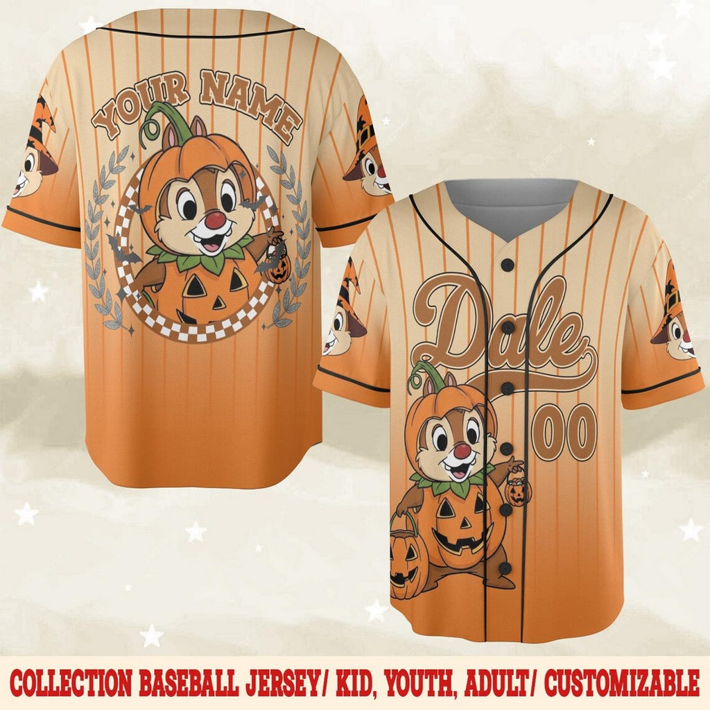 Custom Name Chip And Dale Halloween Baseball Jersey
