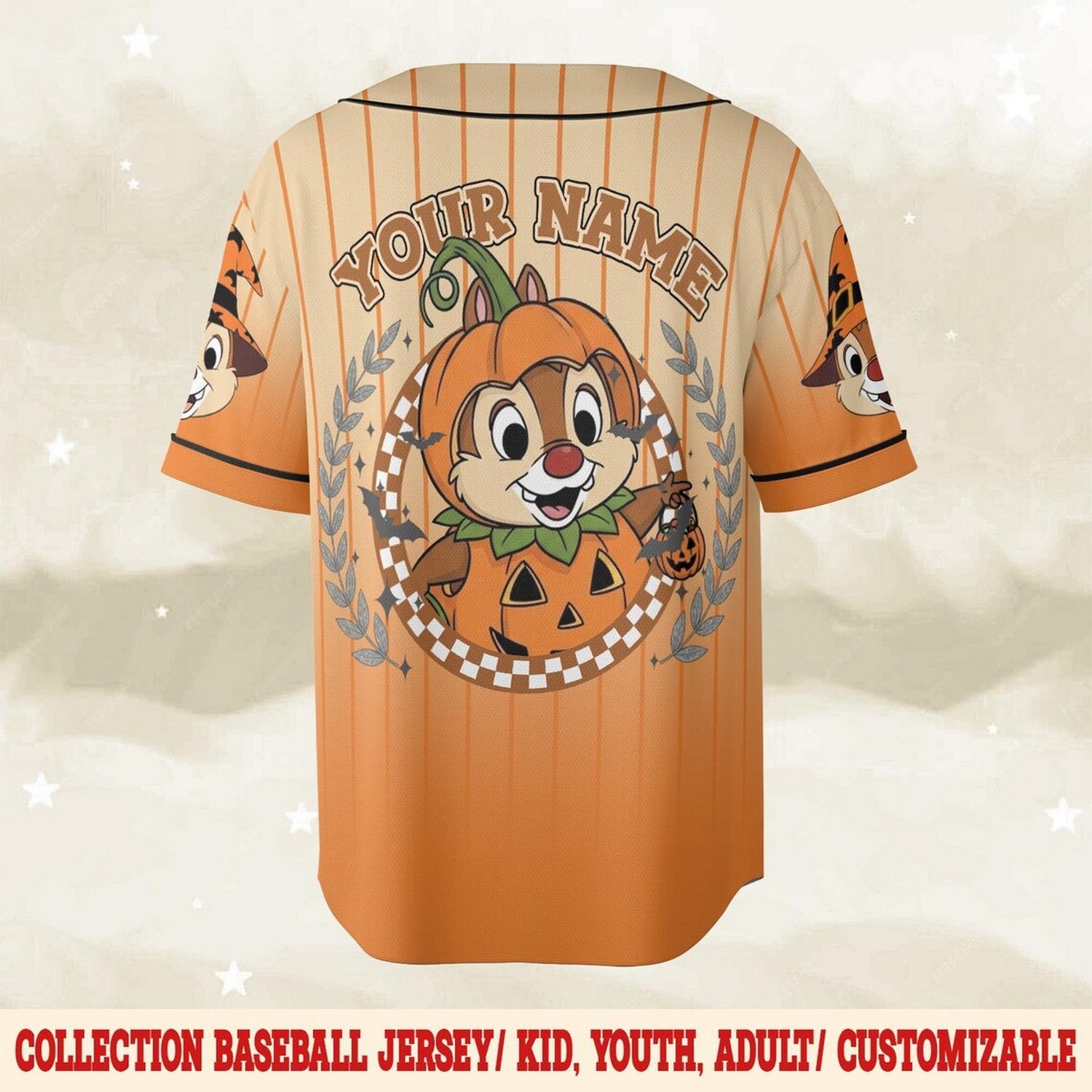 Custom Name Chip And Dale Halloween Baseball Jersey