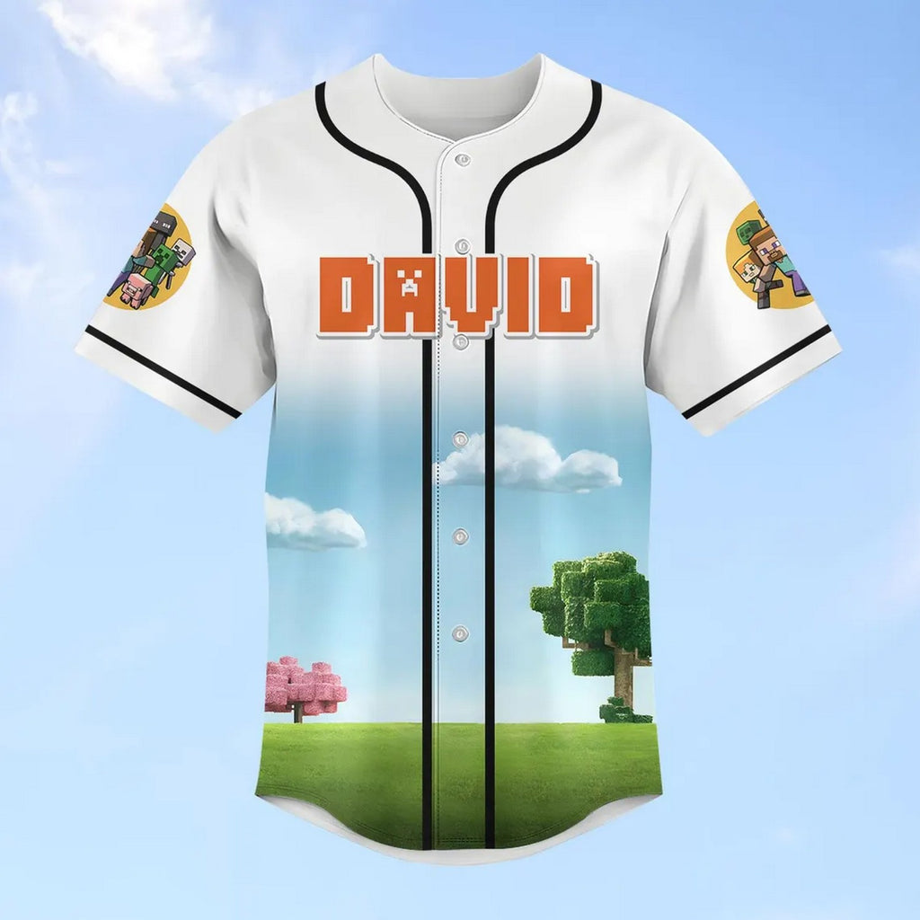 Custom Name Creeper Minercraft Baseball Jersey