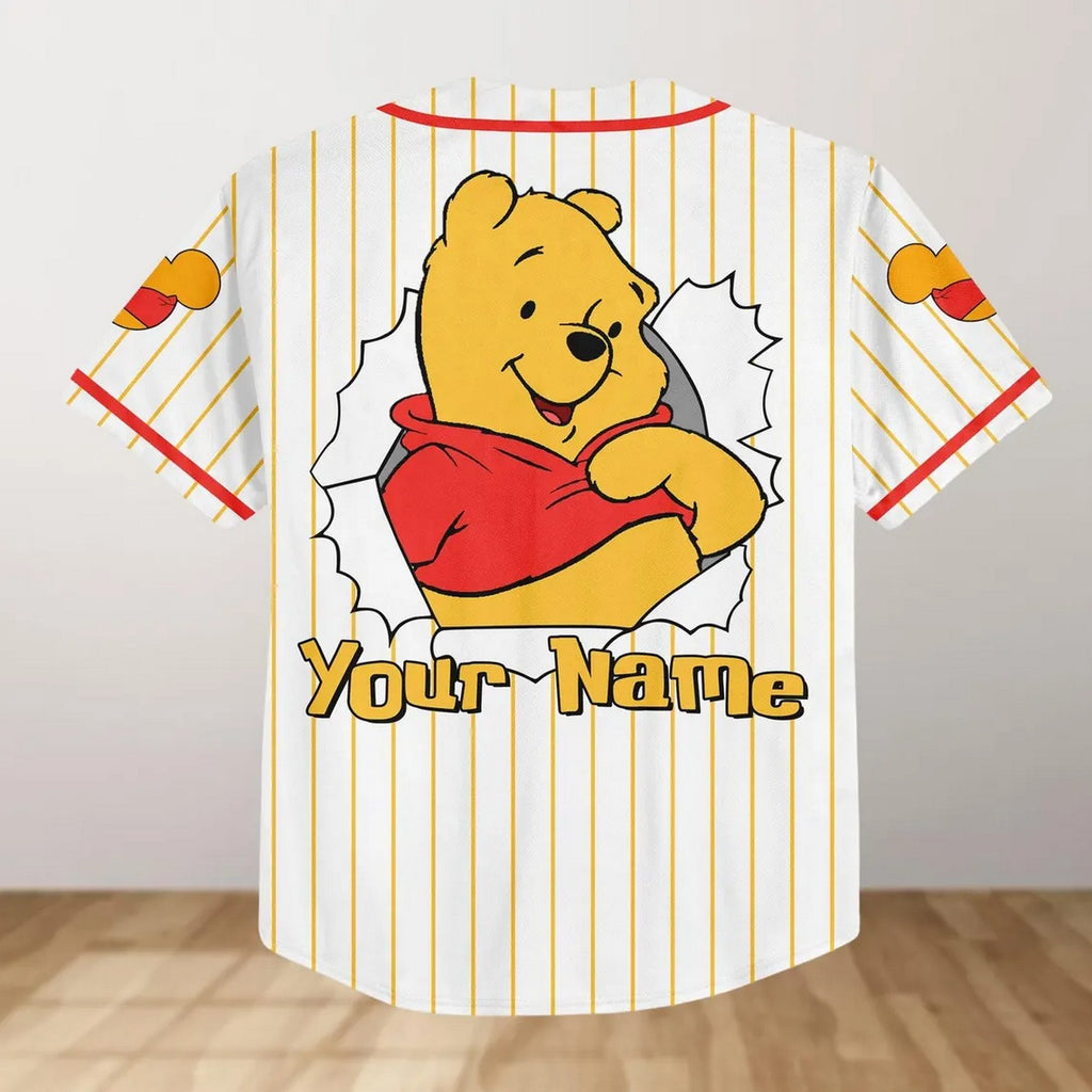 Custom Name Cute Pooh Baseball Jersey