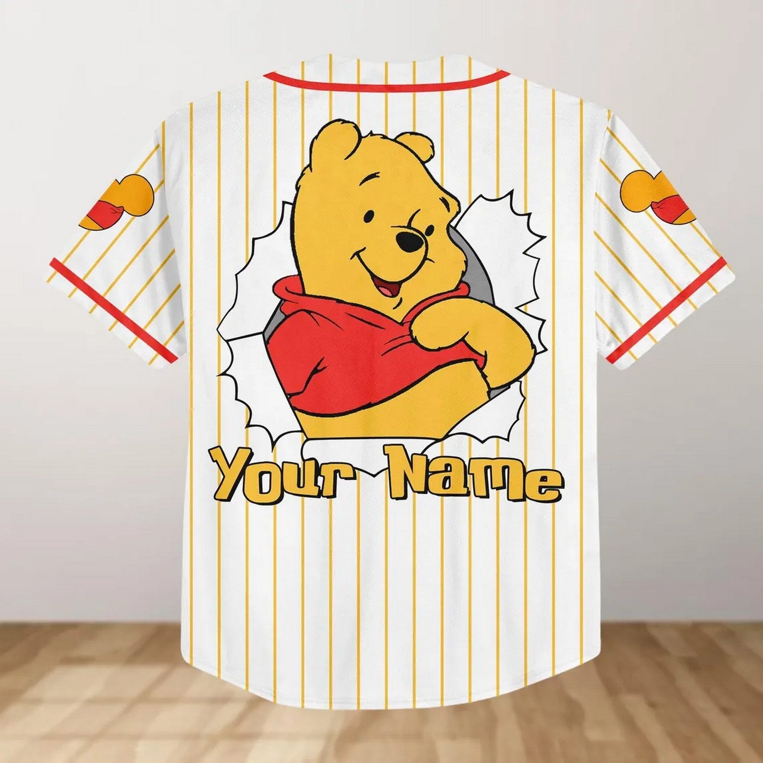 Custom Name Cute Pooh Baseball Jersey