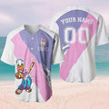 Custom Name Daisy Duck Purlpe Pink White Baseball Jersey