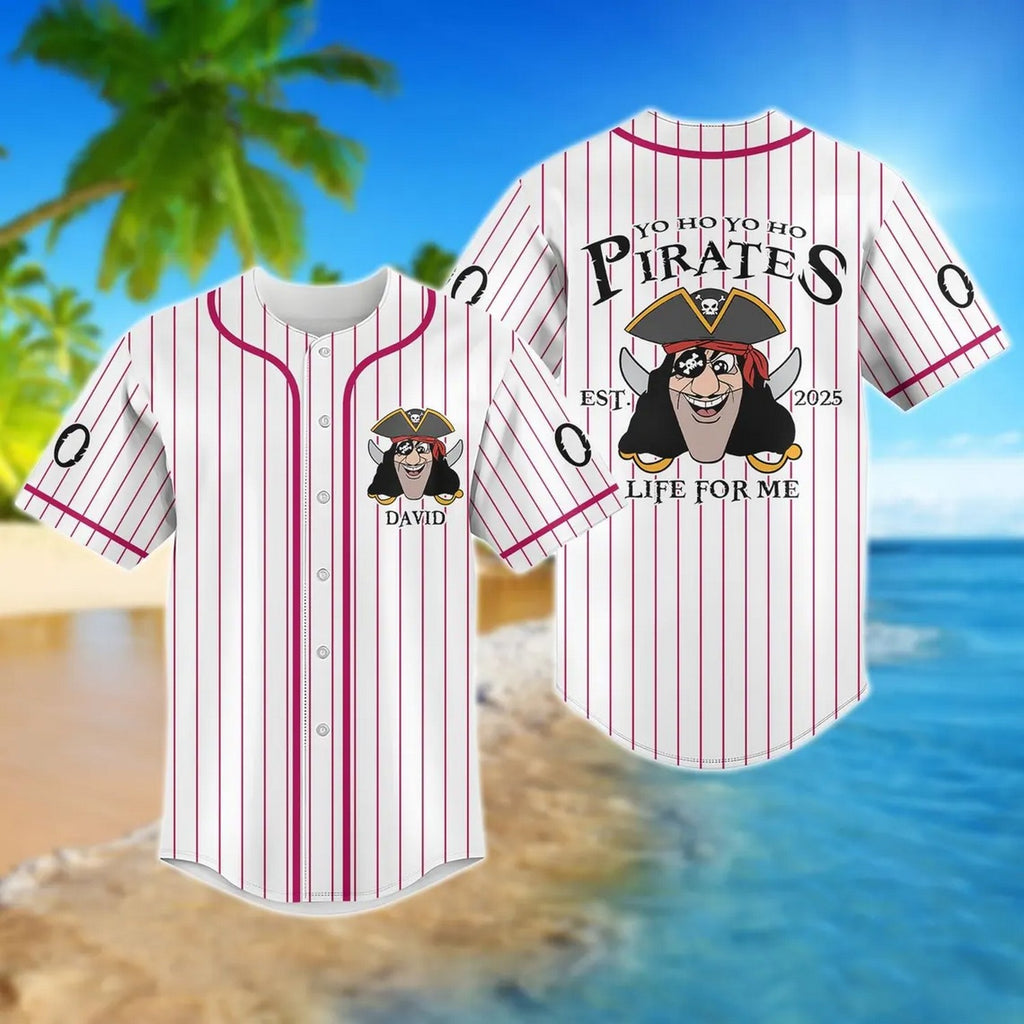 Custom Name Funny Captain Pirate Baseball Jersey