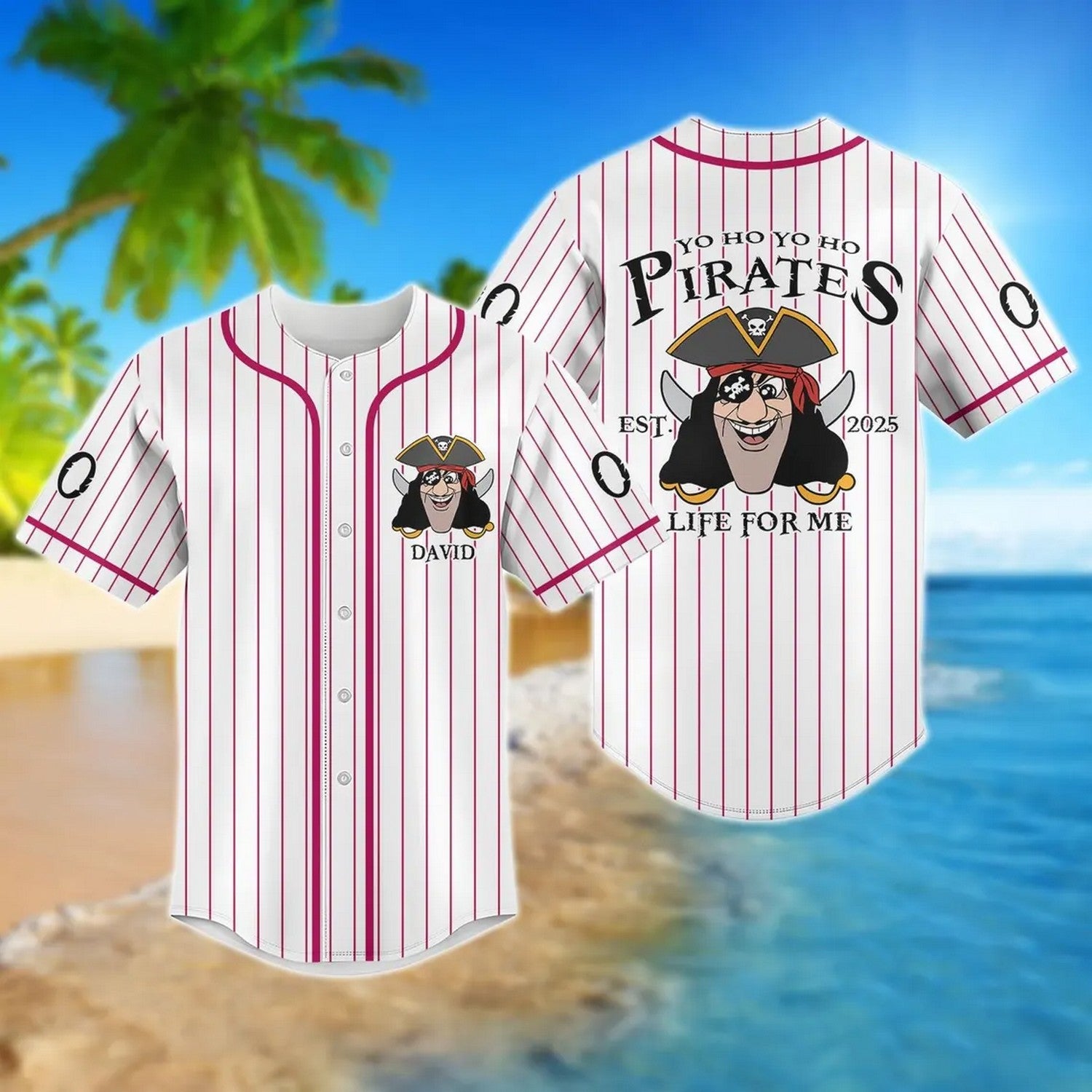 Custom Name Funny Captain Pirate Baseball Jersey