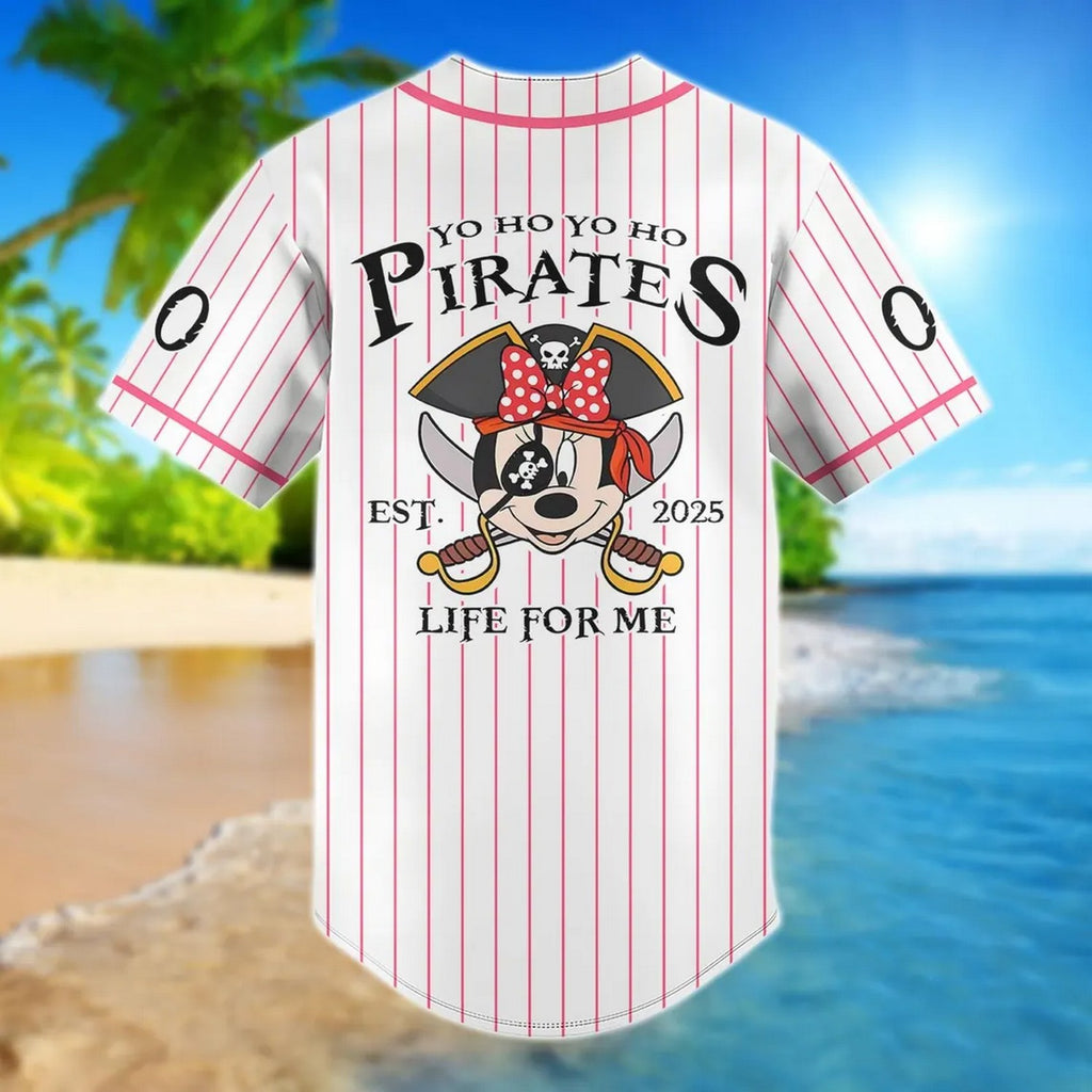 Custom Name Funny Minnie Captain Pirate Baseball Jersey