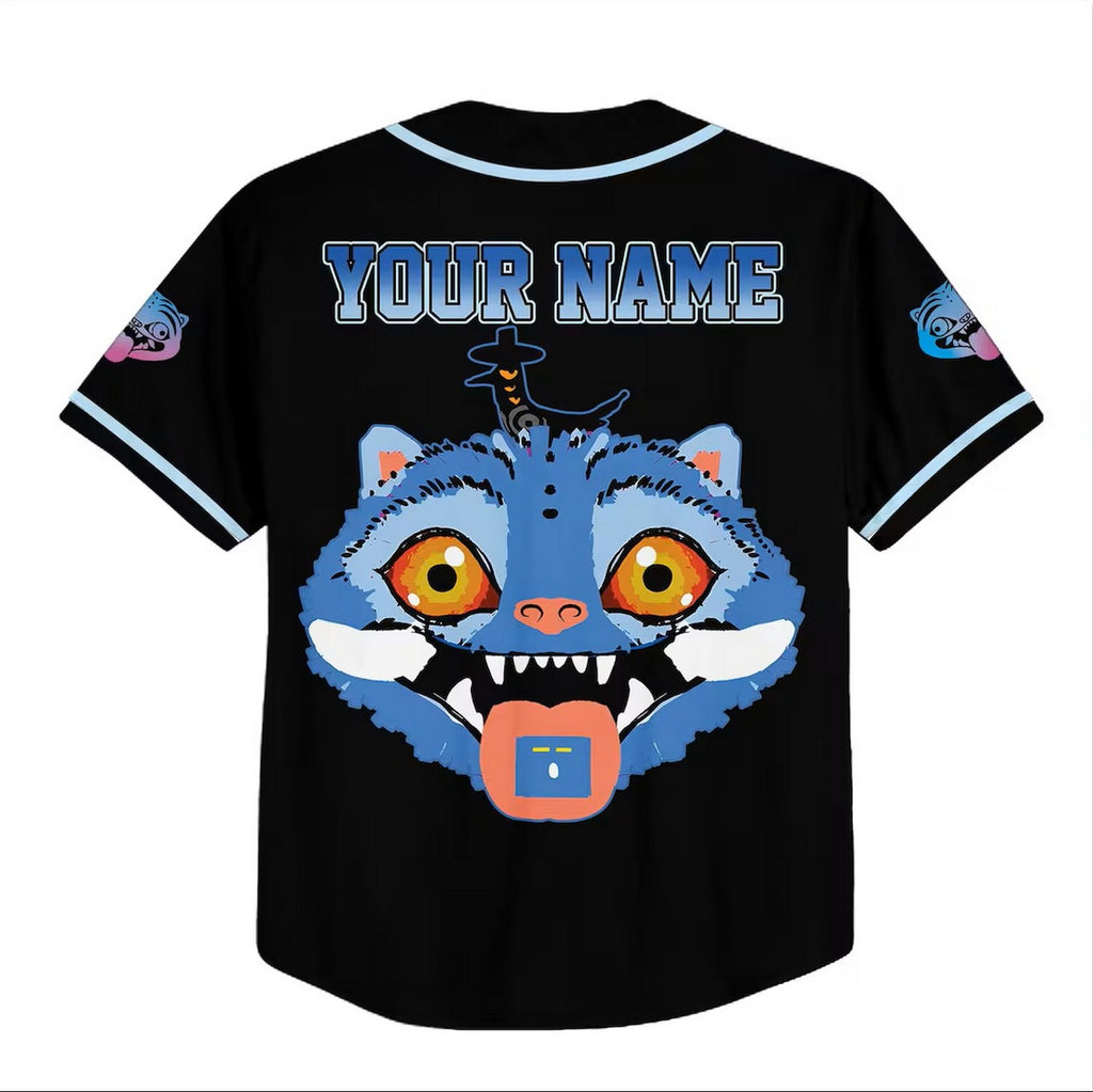 Custom Name Kpop Demon Hunter Blue Cats Black Baseball Jersey