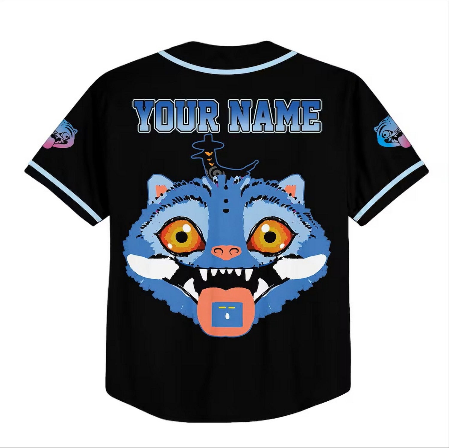 Custom Name Kpop Demon Hunter Blue Cats Black Baseball Jersey