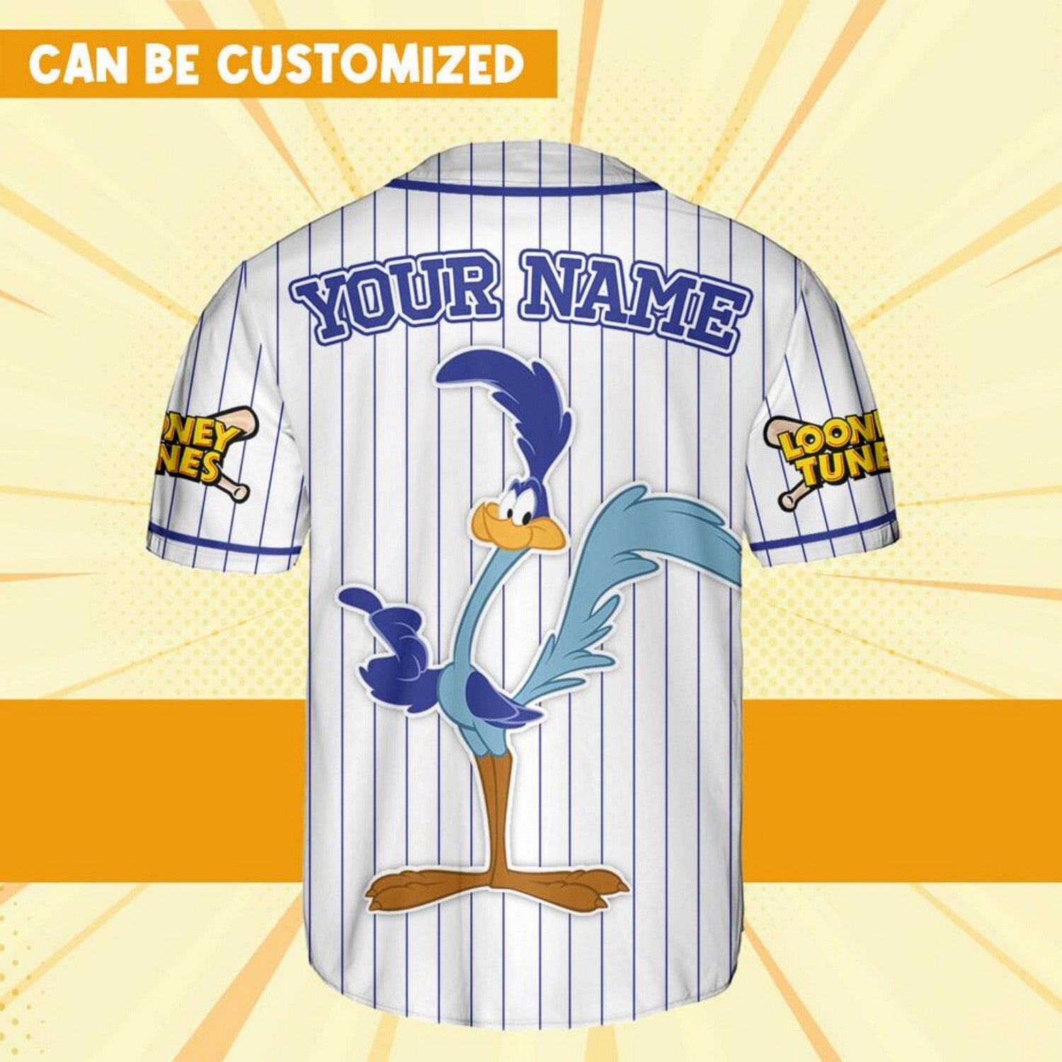 Custom Name Looney Road Runner Simple Baseball Jersey